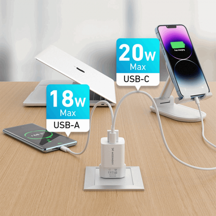 Wozinsky - Wozinsky Vggladdare GaN USB-A/USB-C 33W - Vit