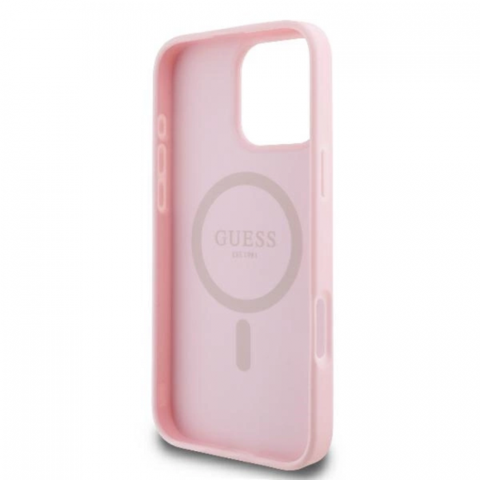 Guess - Guess iPhone 16 Pro Mobilskal MagSafe Peony Script Logo - Rosa