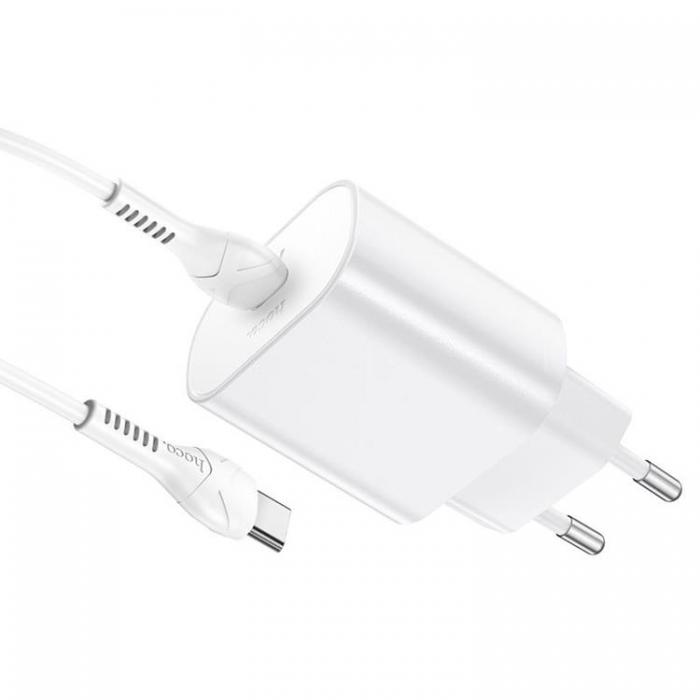 Hoco - Hoco Vggladdare USB-C Med USB-C Kabel - Vit