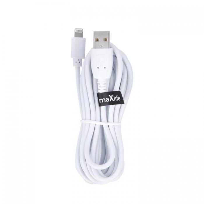 Maxlife - Maxlife USB-A till Lightning kabel 3m 2A - Vit