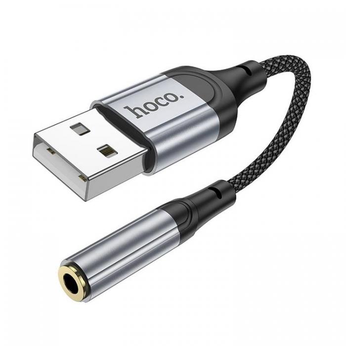 Hoco - Hoco Adapter USB-A till Aux Jack 3.5mm 0.12m LS36 - Svart