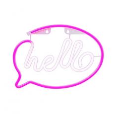 Forever Light - Forever Light LED Neon HELLO Bat FLNE15 + USB - Rosa/Vit