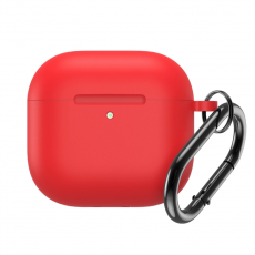 A-One Brand - Airpods 4 Skal Silikon med Carabiner - Röd