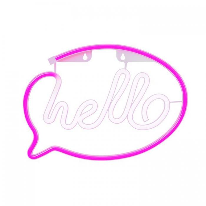 Forever Light - Forever Light LED Neon HELLO Bat FLNE15 + USB - Rosa/Vit