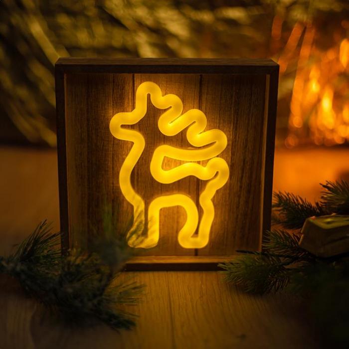 Forever Light - Forever Light LED Neon Wood FRAME DEER FLNW01 - Varmvit