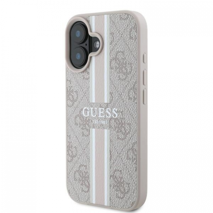 Guess - Guess iPhone 16 Plus Mobilskal Magsafe 4G Printed Stripes - Rosa