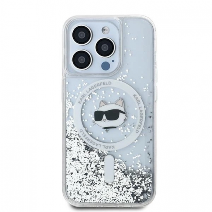 KARL LAGERFELD - Karl Lagerfeld iPhone 15 Pro Max Mobilskal Magsafe Liquid Glitter Choupette Head