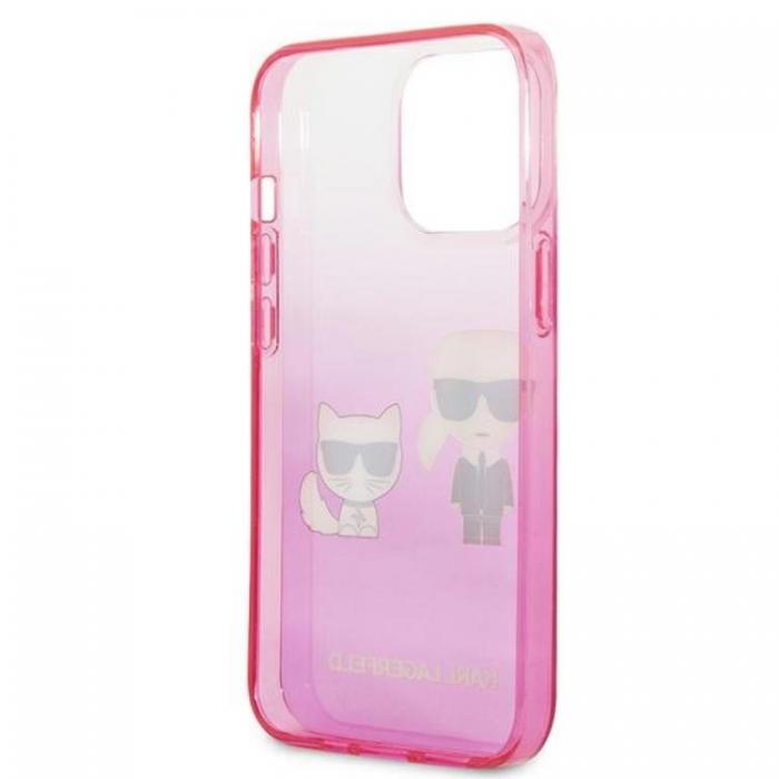 KARL LAGERFELD - Karl Lagerfeld iPhone 13 Pro Skal Gradient Ikonik Karl & Choupette - Rosa