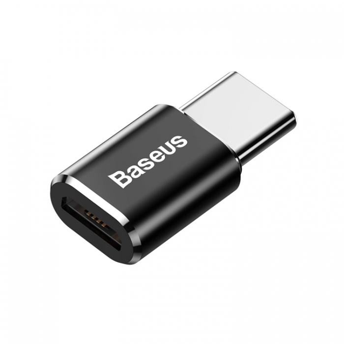 BASEUS - Baseus Mini Micro-USB till USB-C Adapter - Svart