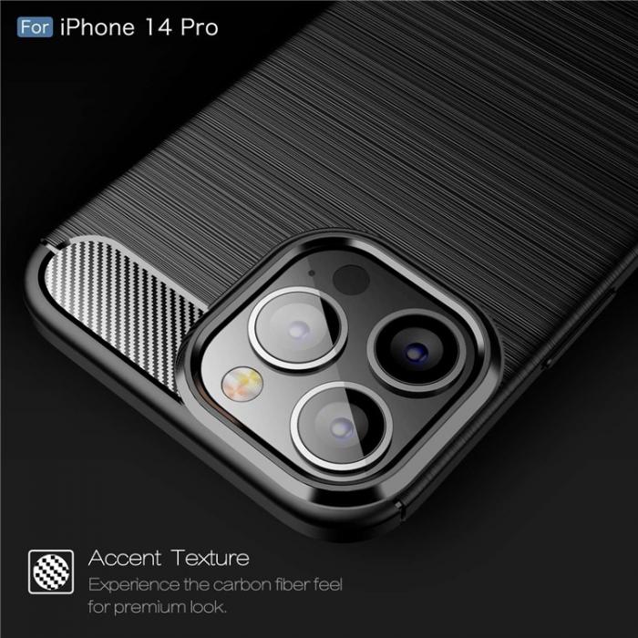 A-One Brand - iPhone 14 Pro Max Skal Carbon Fiber Texture TPU - Svart