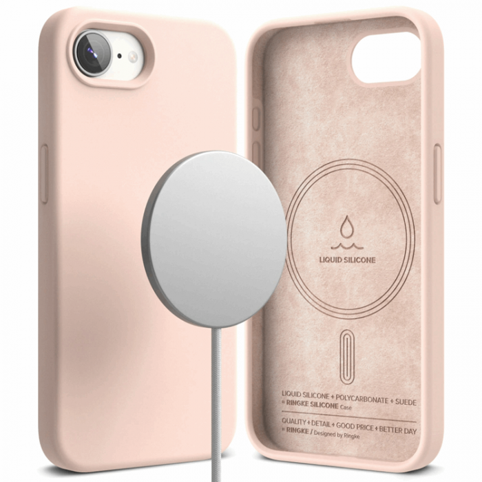 Ringke - Ringke iPhone 16e Mobilskal Magsafe Silikon Magnetic - Rosa Sand