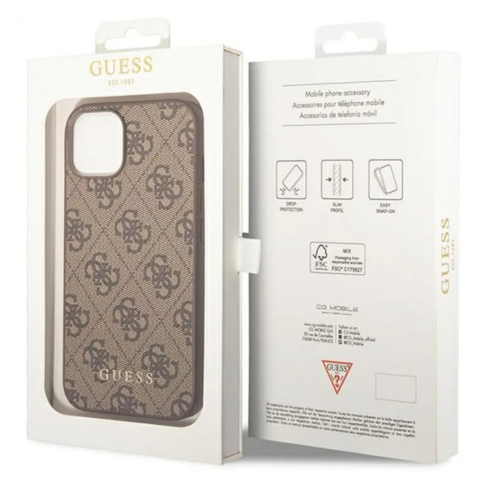 Guess - GUESS iPhone 14 Plus Skal Gold Logo - Brun