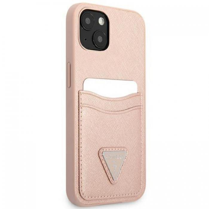 Guess - Guess iPhone Mini Skal Korthllare Saffiano Triangle Logo - Rosa