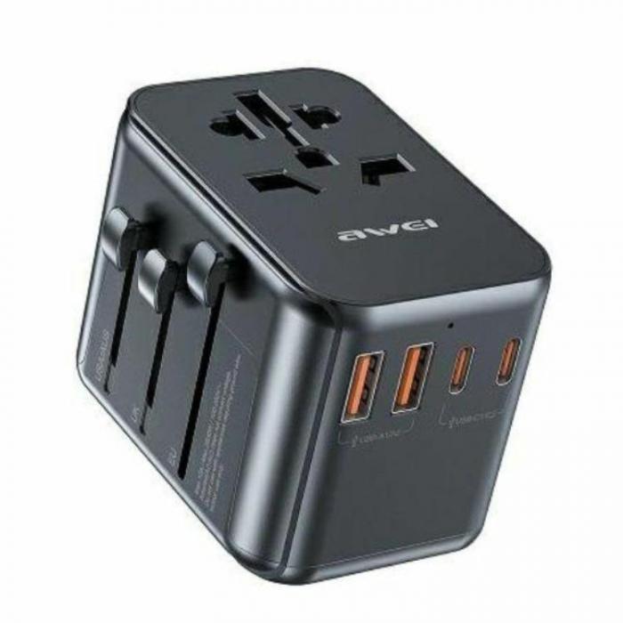 Awei - Awei 4in1 GaN Reseadapter 35W 3xUSB-C 2xUSB-A C-39 - Svart