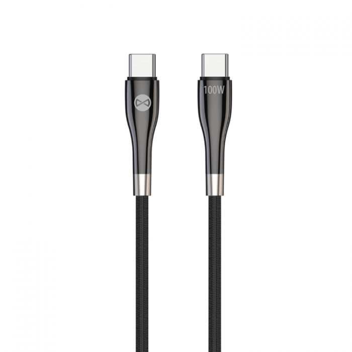 Forever - Forever Sleek USB-C till USB-C kabel 1m 100W - Svart