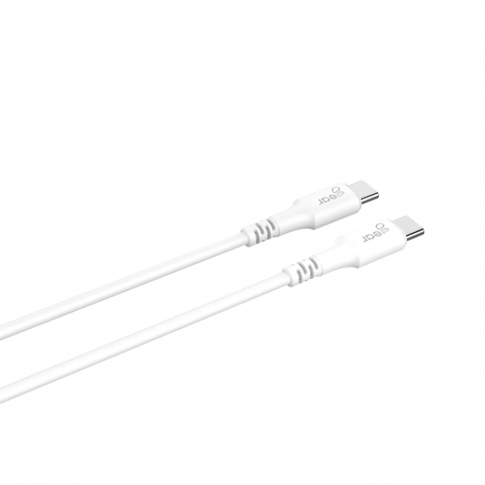 GEAR - GEAR USB-C till USB-C kabel 2.0 2m Vit Rund kabel