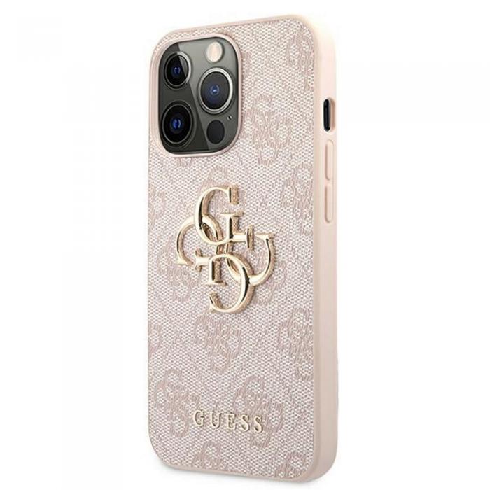 Guess - Guess iPhone 13 Pro / 13 Rosa Hrt Skal Metall-Logo