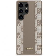 DKNY - DKNY Galaxy S25 Mobilskal MagSafe Läder Checkered Pattern - Taupe