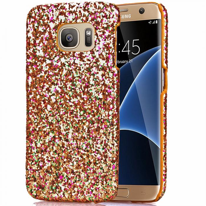 UTGATT5 - MobilSkal till Samsung Galaxy S7 Edge - Glitter Guld