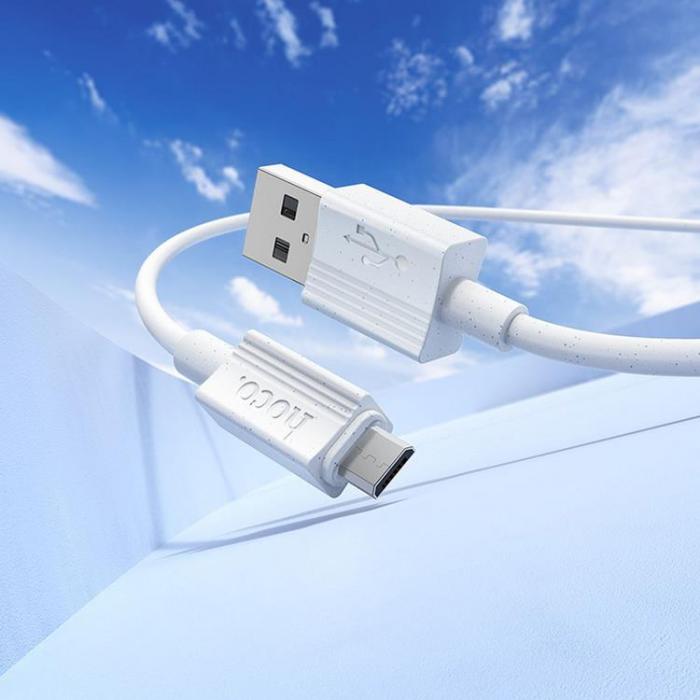 Hoco - HOCO USB Till MicroUSB 1m Kabel 2.4A X107 - Vit