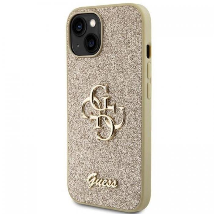 Guess - Guess iPhone 15 Plus Mobilskal Glitter Script Big - Guld