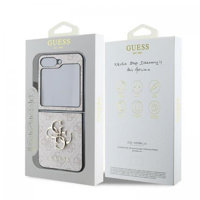 Guess - Guess Galaxy Z Flip 6 Mobilskal Lder 4G Metal Logo - Rosa