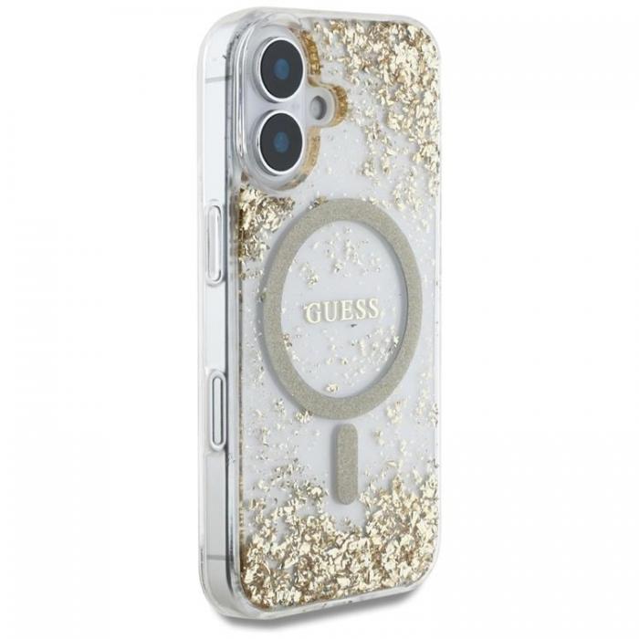 Guess - Guess iPhone 16 Mobilskal MagSafe HC Resin Bottom Glitter - Guld