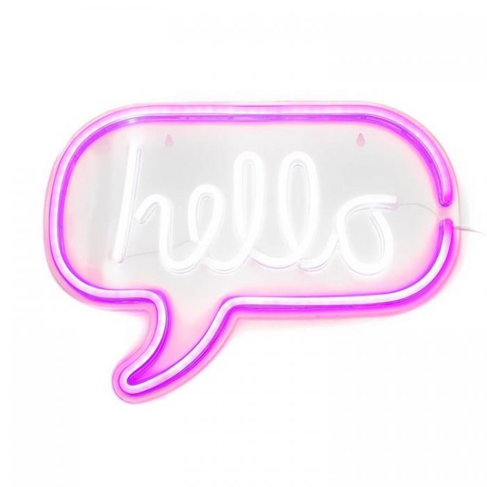 A-One Brand - Neon LED USB Hello Model - Rosa/Vit