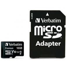 Verbatim - Verbatim Minneskort microSDHC 16GB V10 Med Adapter - Svart