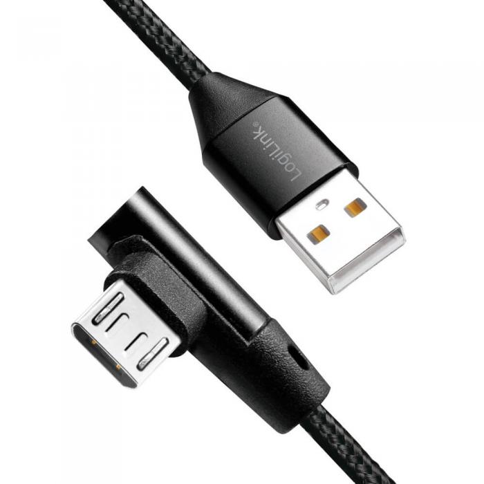 LogiLink - LogiLink Vinklad MicroUSB-kabel USB 2.0 1m