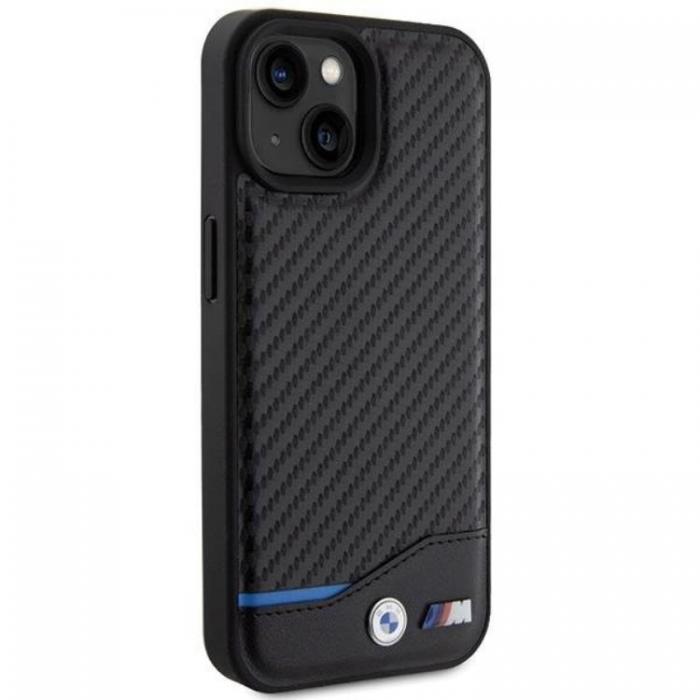 Guess - BMW iPhone 15 Mobilskal Lder Carbon - Svart