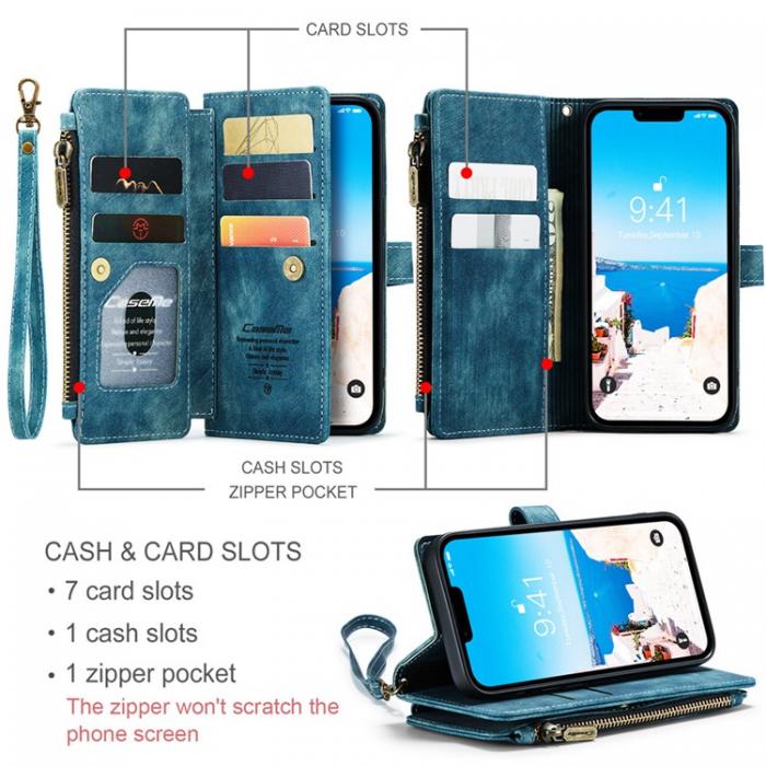 Caseme - CASEME iPhone 15 Plnboksfodral C30 Zipper - Bl