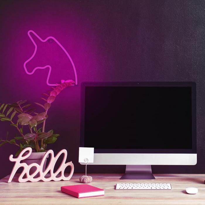 Forever Light - Forever Light LED Neon UNICORN Bat + USB FLNE01 - Rosa