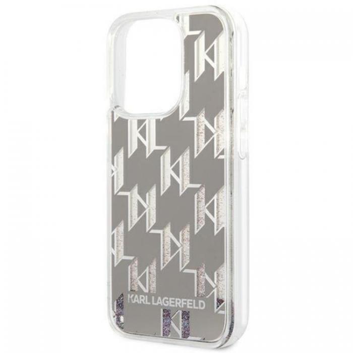 KARL LAGERFELD - Karl Lagerfeld iPhone 14 Pro Skal Liquid Glitter Monogram - Silver