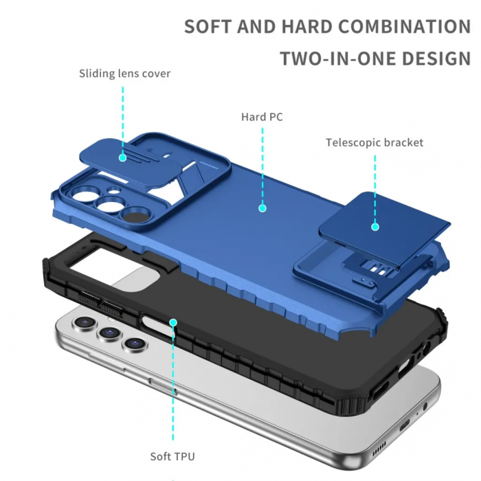 Taltech - Galaxy A14 5G/4G Mobilskal Stttligt Kickstand - Bl