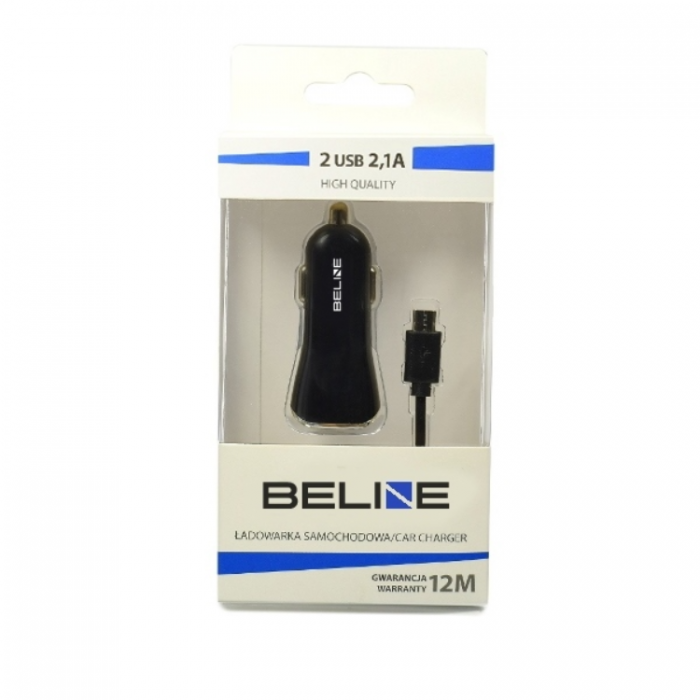 Beline - Beline Billaddare USB-A Till USB-A Med Micro-USB Kable - Svart