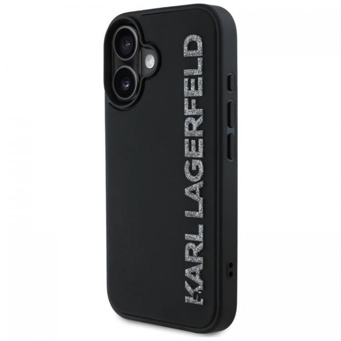 KARL LAGERFELD - Karl Lagerfeld iPhone 16 Mobilskal 3D Rubber Elongated Glitter - Svart