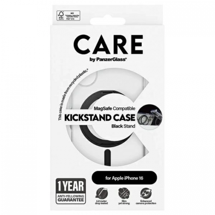 PanzerGlass - CARE By PanzerGlass iPhone 16 Mobilskal MagSafe Kickstand - Svart