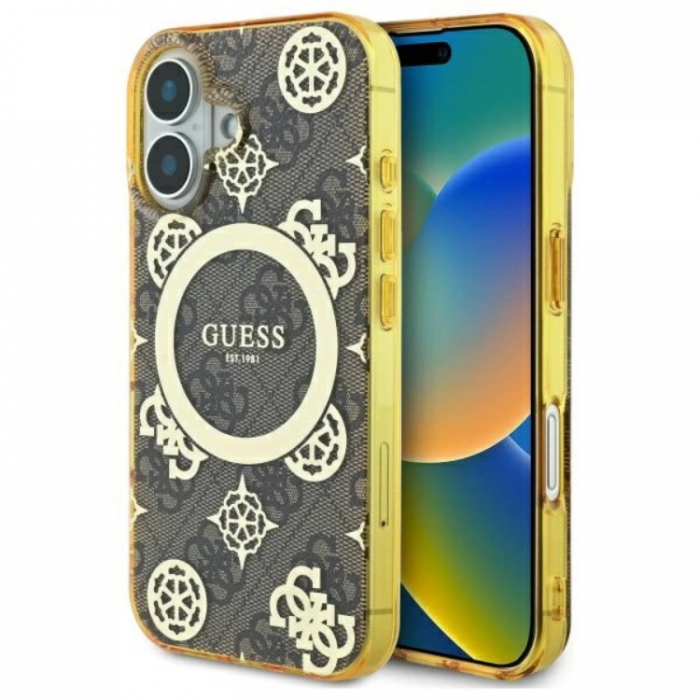 Guess - Guess iPhone 16 Mobilskal MagSafe IML Peony On 4G Background