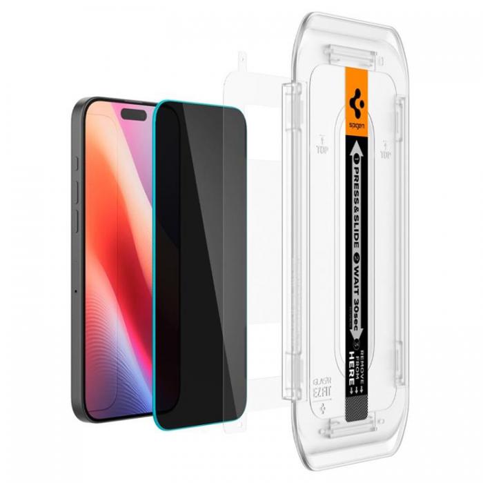 Spigen - [2-Pack] Spigen iPhone 16 Pro Skrmskydd Hrdat glas TR. EZ Fit Privacy