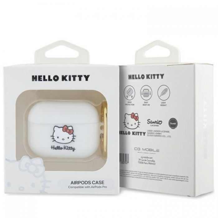 Hello Kitty - Hello Kitty AirPods Pro Skal Silikon Kitty Head - Vit