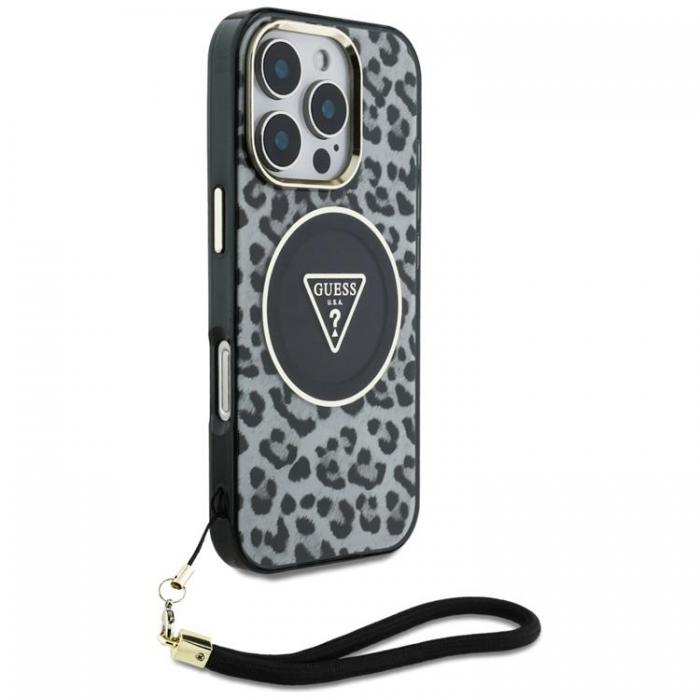 Guess - Guess iPhone 16 Pro Max Mobilskal MagSafe IML Leopard Triangle Strap