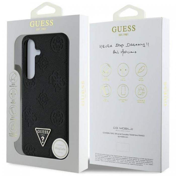 Guess - Guess Galaxy S25 Mobilskal MagSafe Grained Hot Stamp Peony - Svart