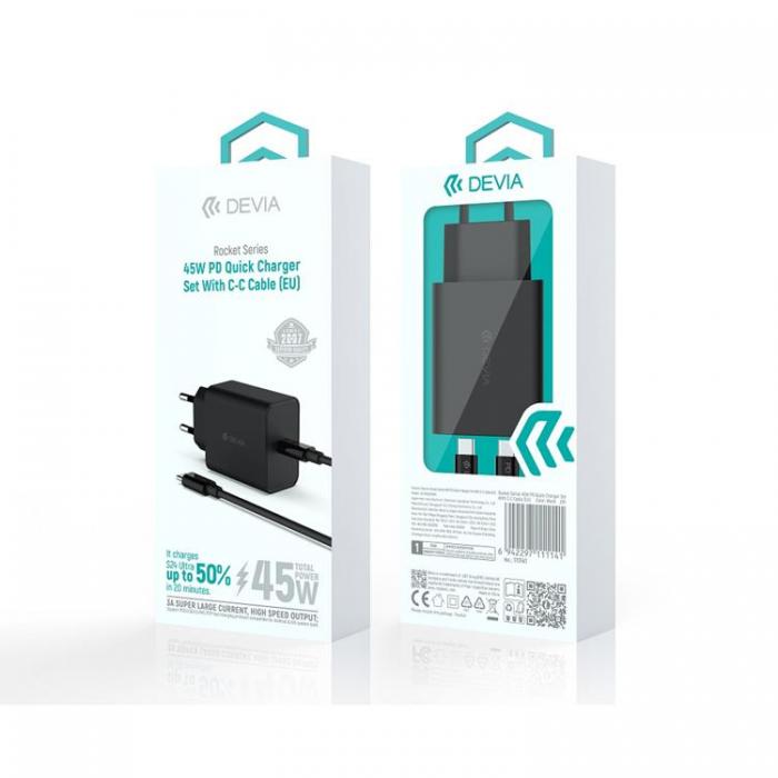 Devia - Devia Raket Snabbladdare USB-C 45W PD USB-C/USB-C Kabel