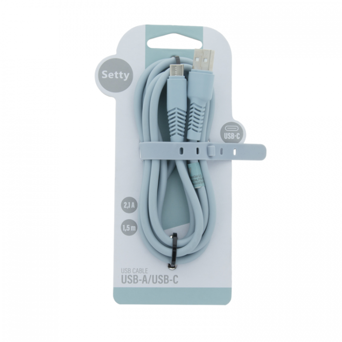 Setty - Setty USB Till USB-C Kabel 1.5 m 2.1A KSA-C-1.523 - Bl