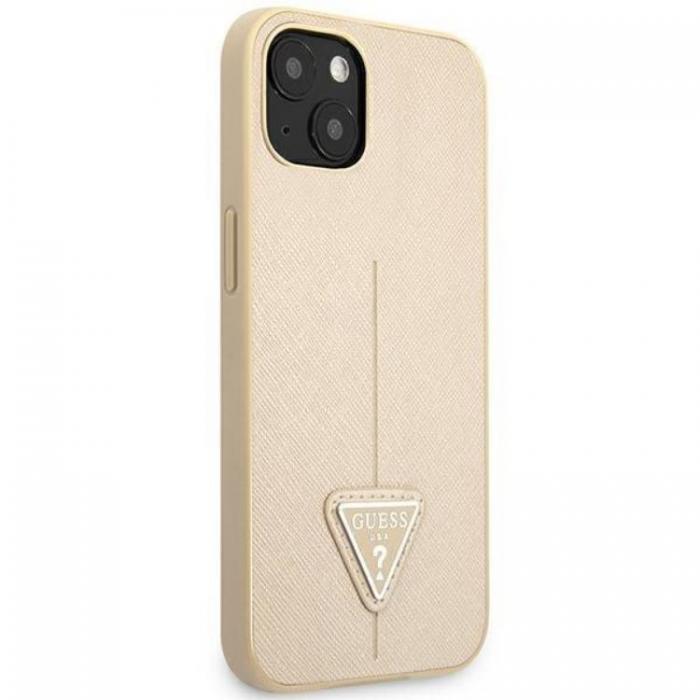 Guess - GUESS iPhone 14 Plus Skal Saffiano Triangle Logo - Beige