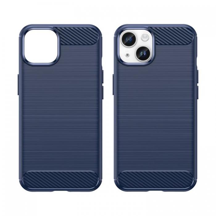 OEM - iPhone 14 Skal Carbon Fiber Texture - Bl