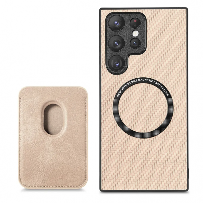 A-One Brand - Galaxy S23 Ultra Skal Korthllare Detachable - Sand Rosa