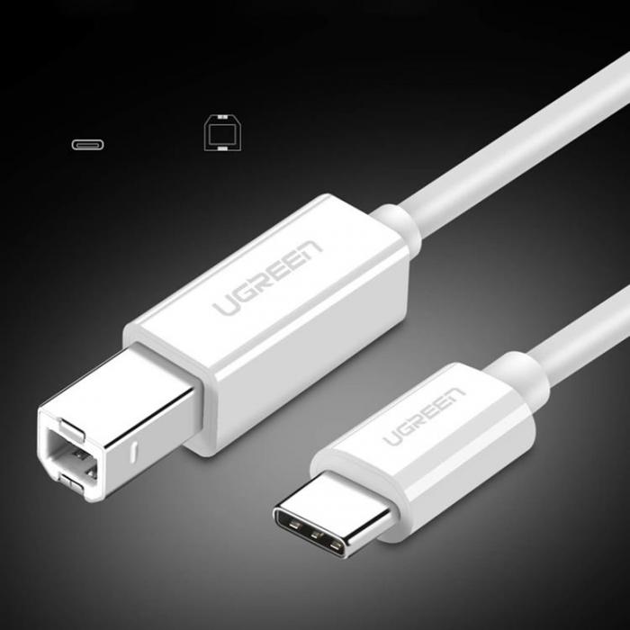 Ugreen - Ugreen USB-C till USB-B Printer Kabel 1m - Vit