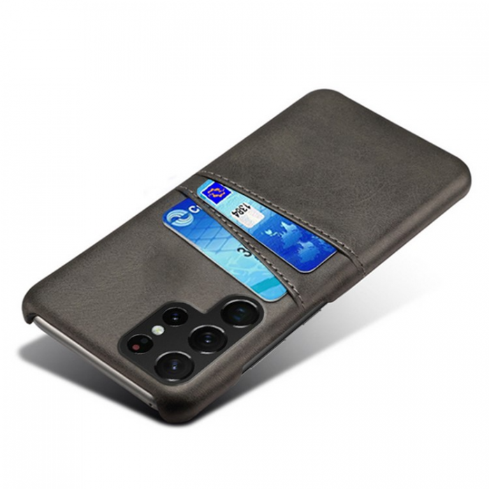 A-One Brand - Galaxy S23 Ultra Skal Korthllare Dual PU-Lder - Svart